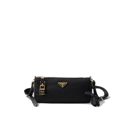 Re-Nylon and leather shoulder bag