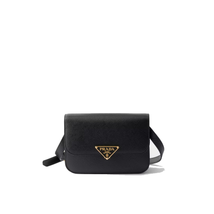 Saffiano leather flap shoulder bag